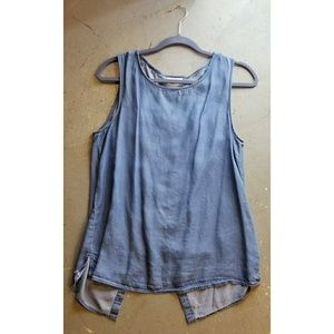 DKNY Sleeveless Denim Top with Back Slit SMALL